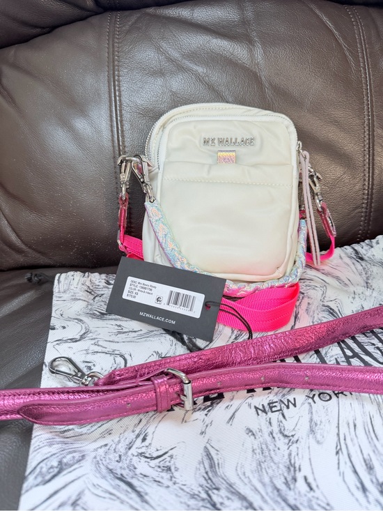 MZ Wallace Handbags - MZ Wallace Nylon Crossbody with Hot Pink/Pearl White & Iridescent Pink Straps
